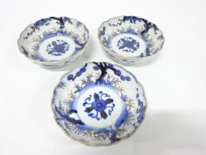 古伊万里　染錦　なます皿　3客